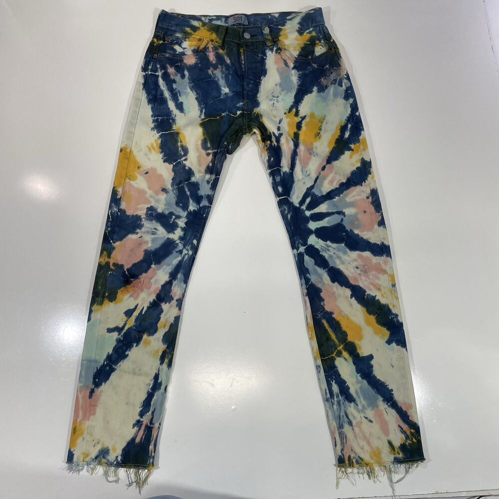 VTG Levi’s 501 x Recnstrct Studios 93 Surfer Style Pants Tye Dye 32x30 Custom